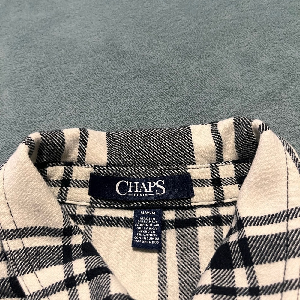 Chaps Men's Navy and White Plaid Shirt Jacket - Picture 4 of 6